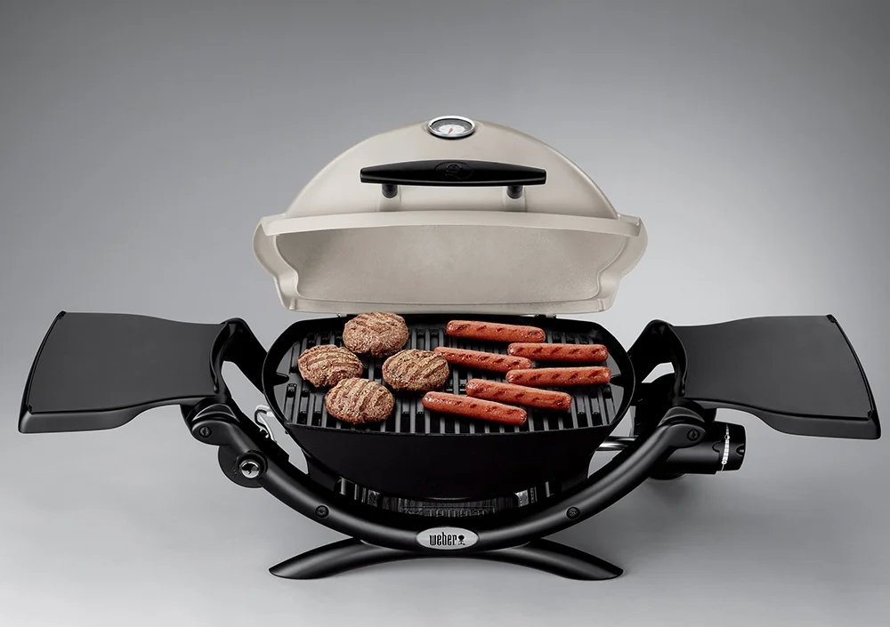 Weber Q 1200 Portable Gas Grill Whether dad travels on or off the beaten path, camps in the woods or near the shore, dad will explore the world with big taste and his Weber Q 1200 portable gas grill by his side.