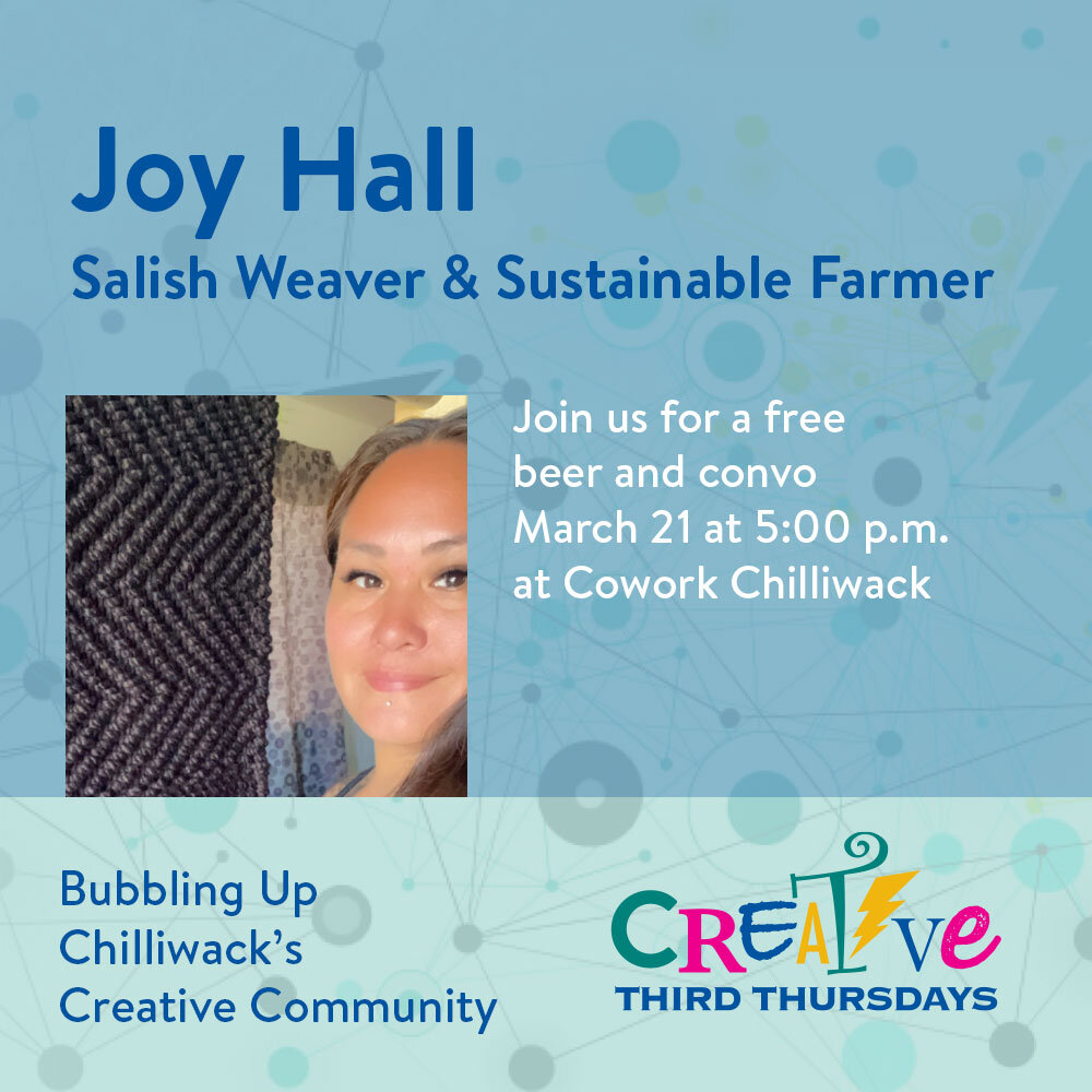 Creative Third Thursday - March 21st

Creative Third Thursdays is a creative networking event series brought to you by the Chilliwack Creative Commission and @coworkchilliwack 

You are invited to Creative Third Thursdays on March 21! They will be ta