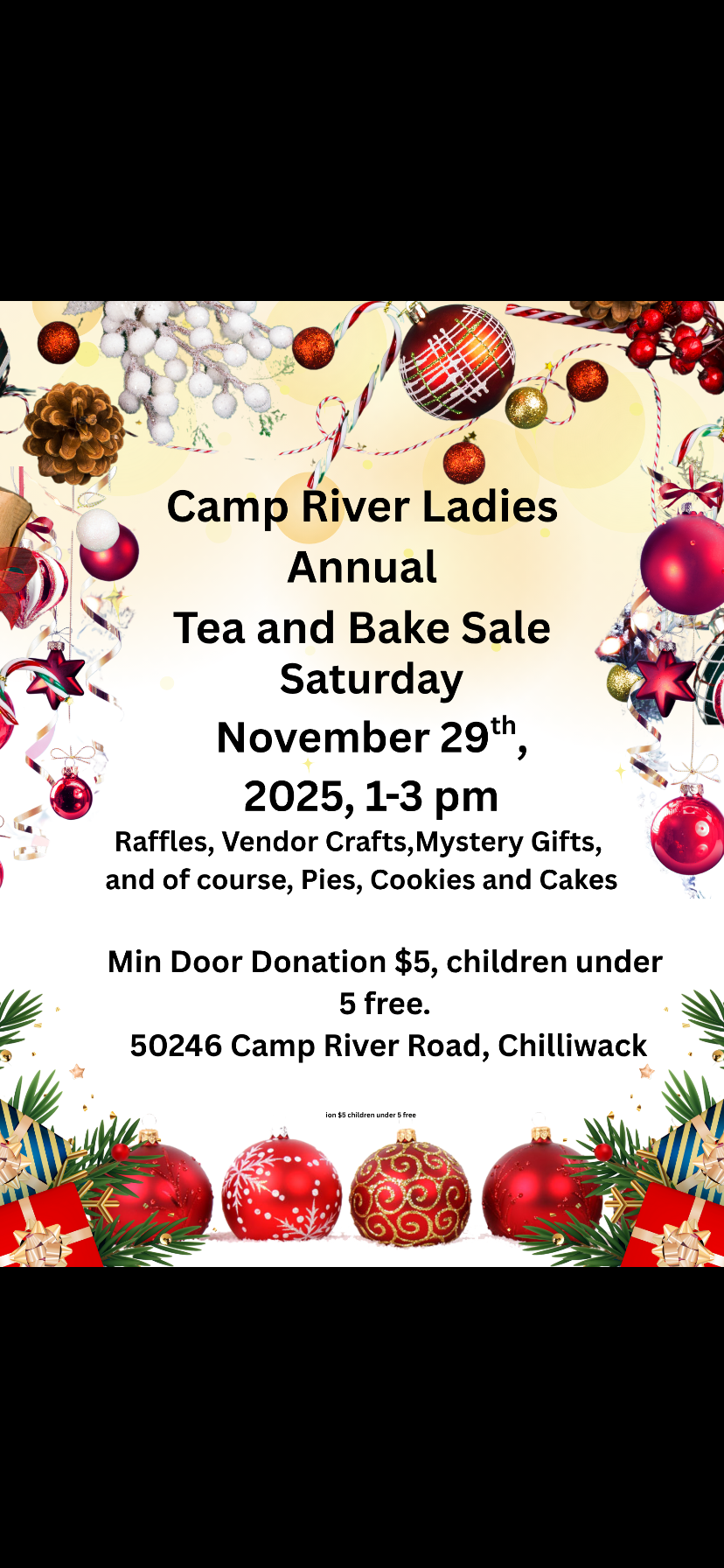 Camp River Ladies Annual Christmas Tea & Bake Sale and Craft Market