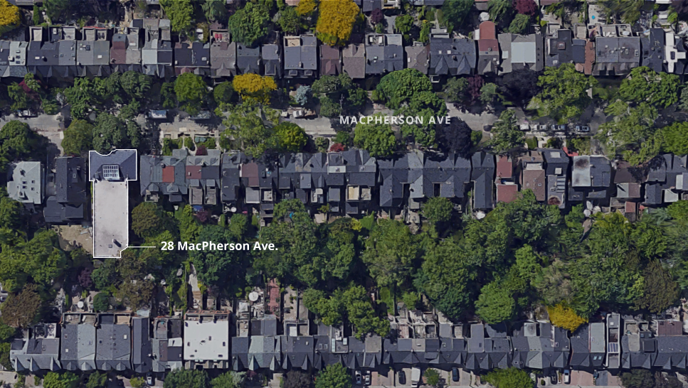 Aerial view of 29 MacPherson Ave. Source: Google Maps