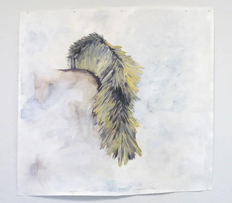 Hangover , 2014, Oil on prepared paper, 59 x 59 inches