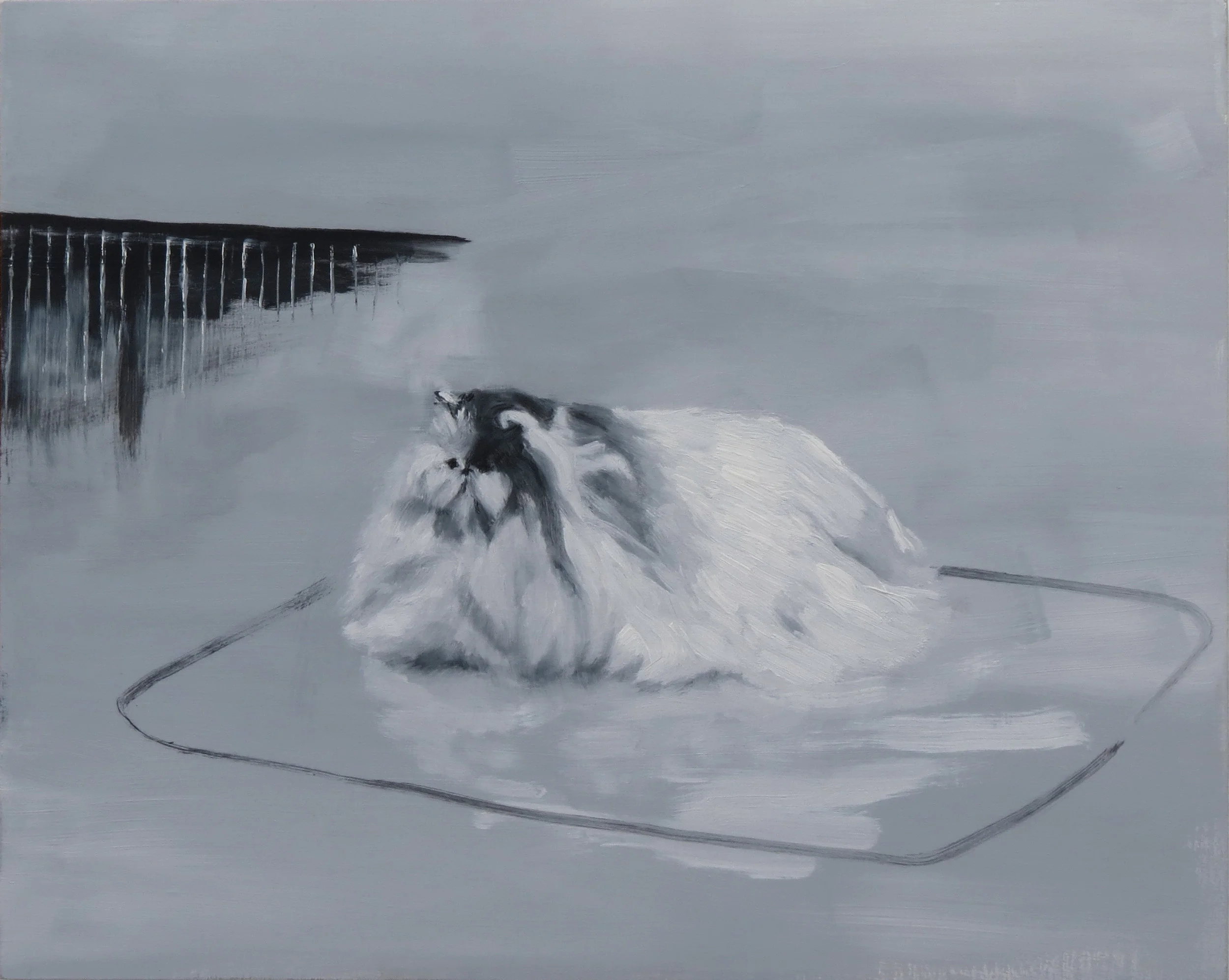 Show cat , oil on wood, 16 x 20 inches