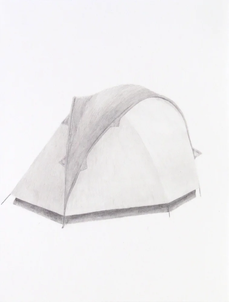 Tent (6) , 2018, graphite on paper, 9 x 12 inches