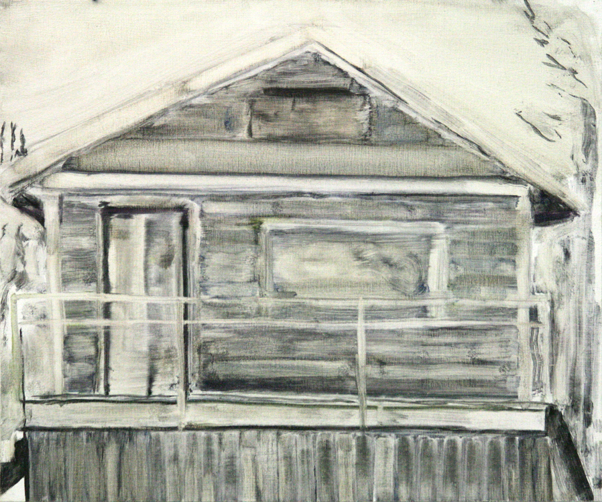   Dawson House (November) , 2018, Oil on wood, 10 x 12 inches 