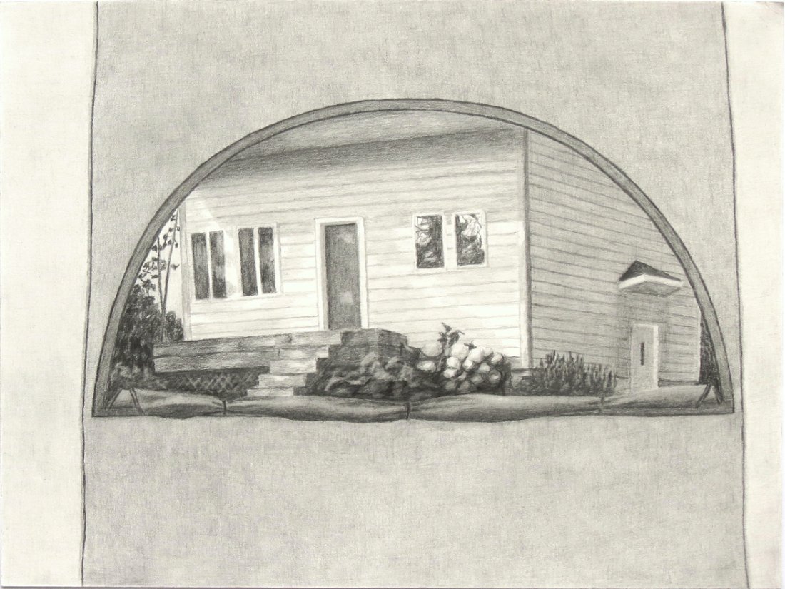   Impermanent Dwelling , 2021, Graphite on paper, 9 x 12 inches 