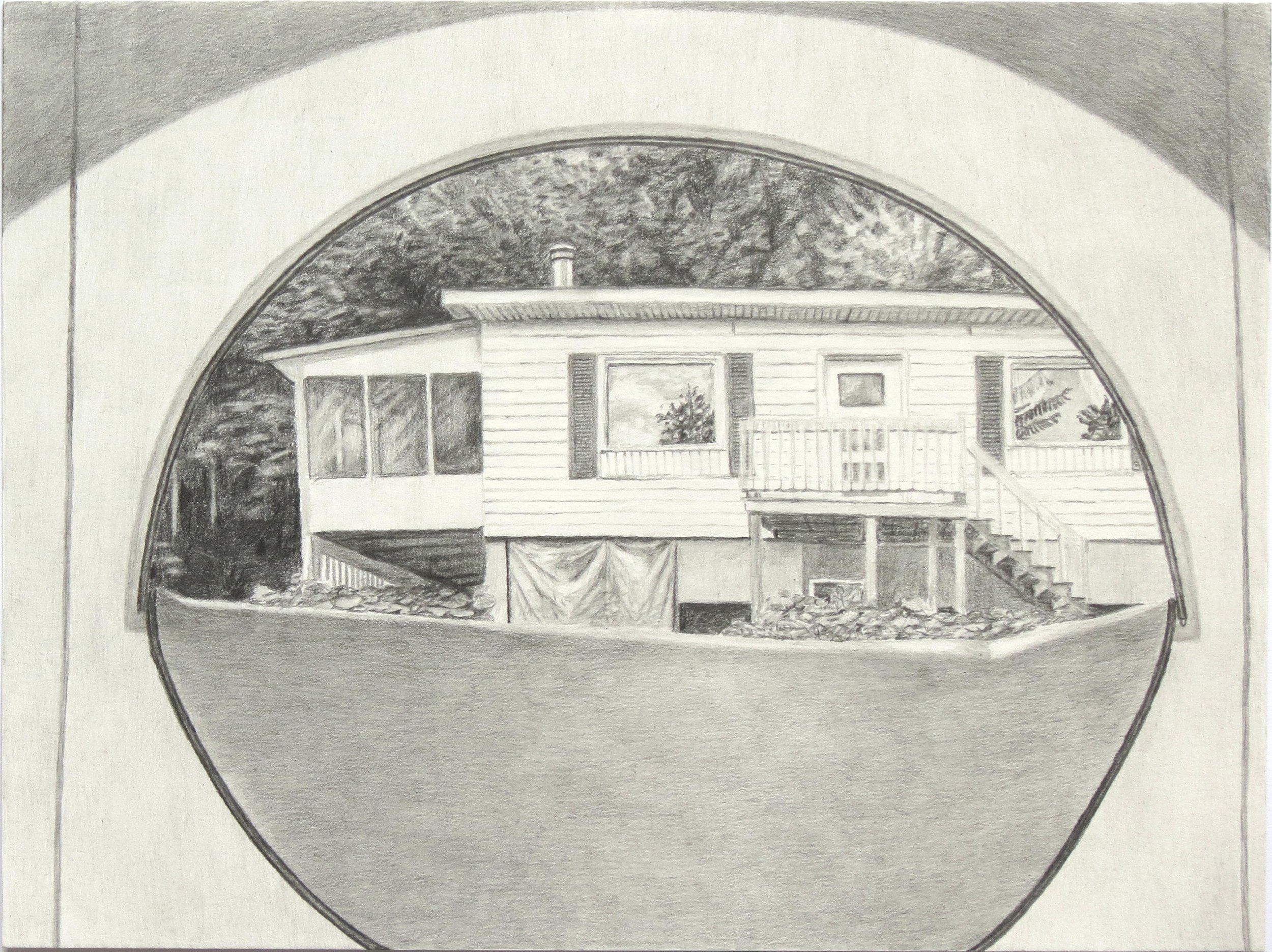   Impermanent Dwelling , 2021, Graphite on paper, 9 x 12 inches 