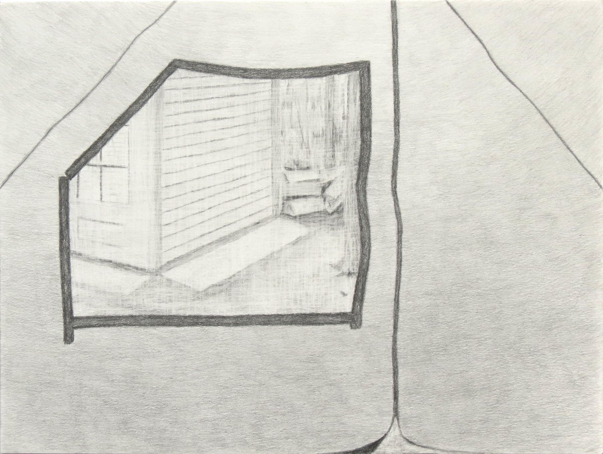   Impermanent Dwelling , 2021, Graphite on paper, 9 x 12 inches 