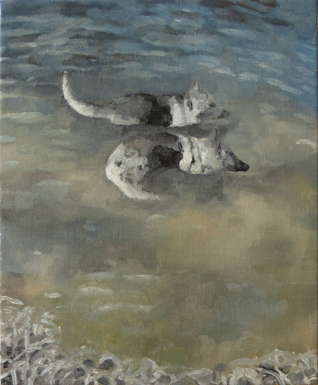   Two dogs , 2021, oil on canvas, 11 x 14 inches 