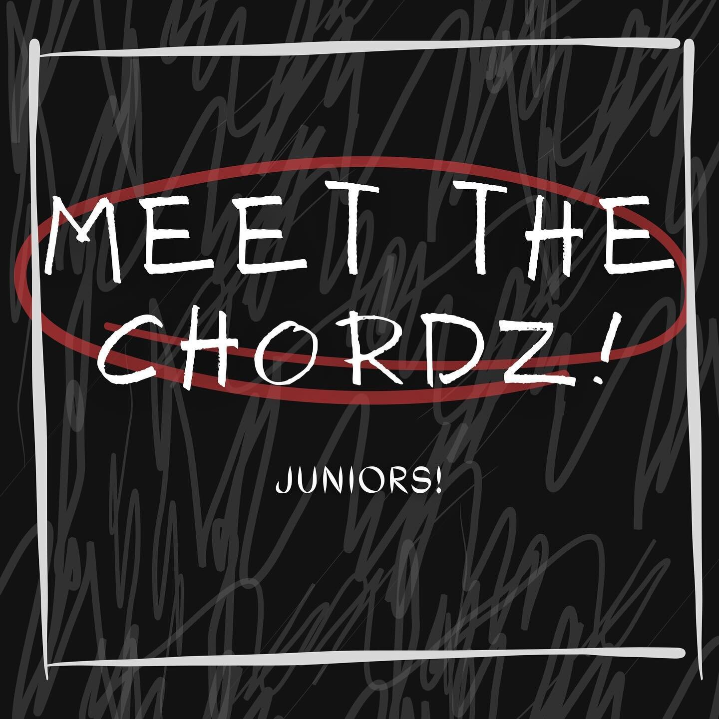 Strap in folks! 💺Today we got a big group!!! Swipe above to get to know the current juniors of the Chordials 🥳🥳🥳❤️🖤❤️🍸
