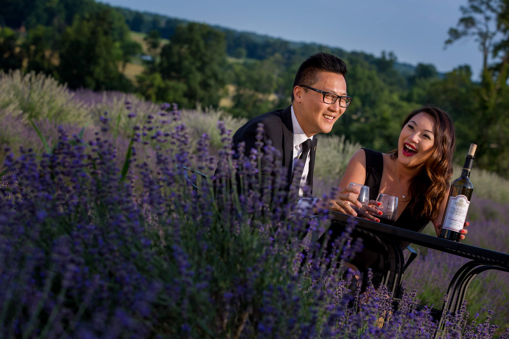 Jennie Steve Engagement Springfield Manor Winery Distillery Brewery Lavendar Field Grape Vines Thurmond MD-1.jpg