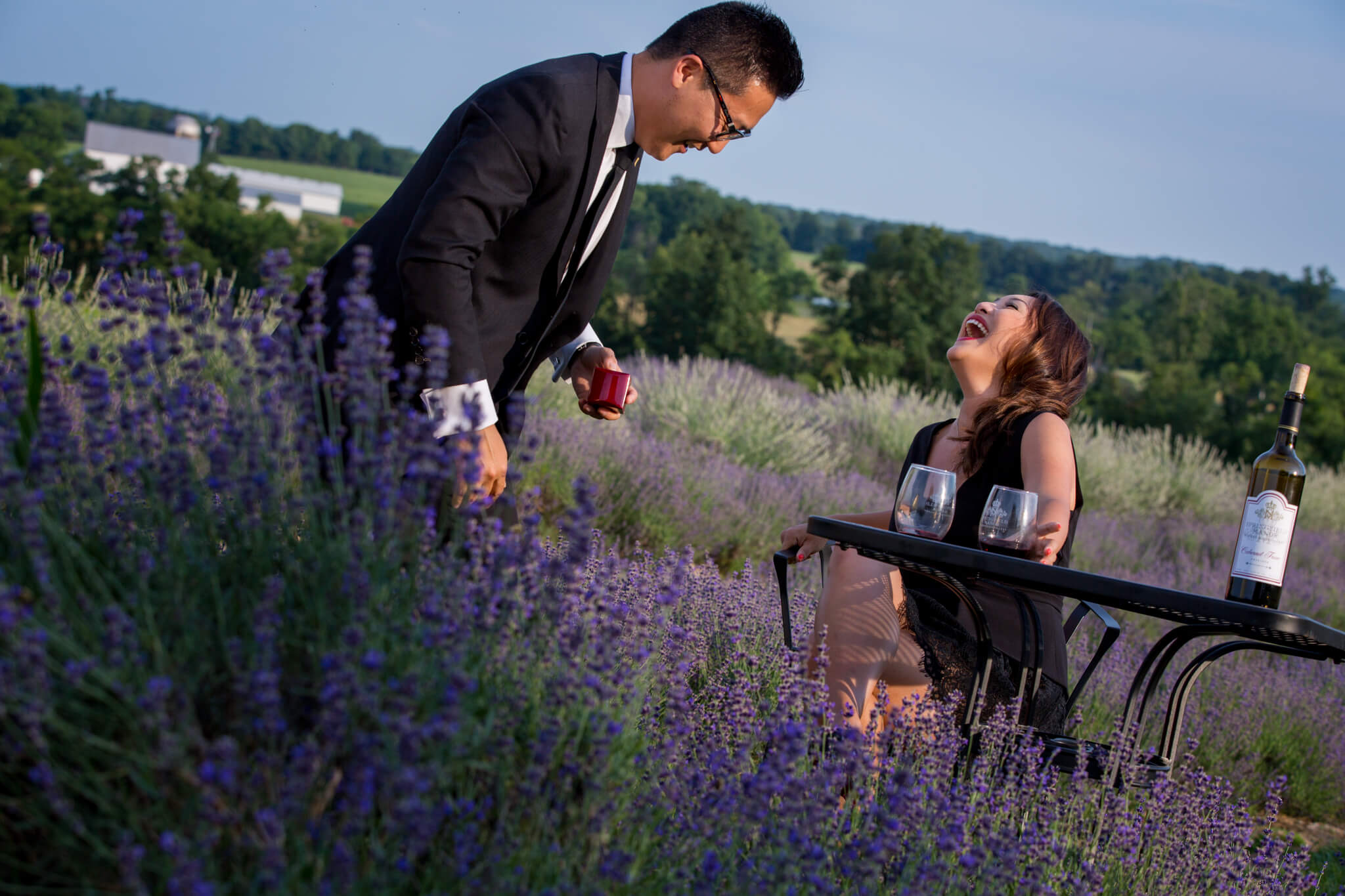 Jennie Steve Engagement Springfield Manor Winery Distillery Brewery Lavendar Field Grape Vines Thurmond MD-2.jpg