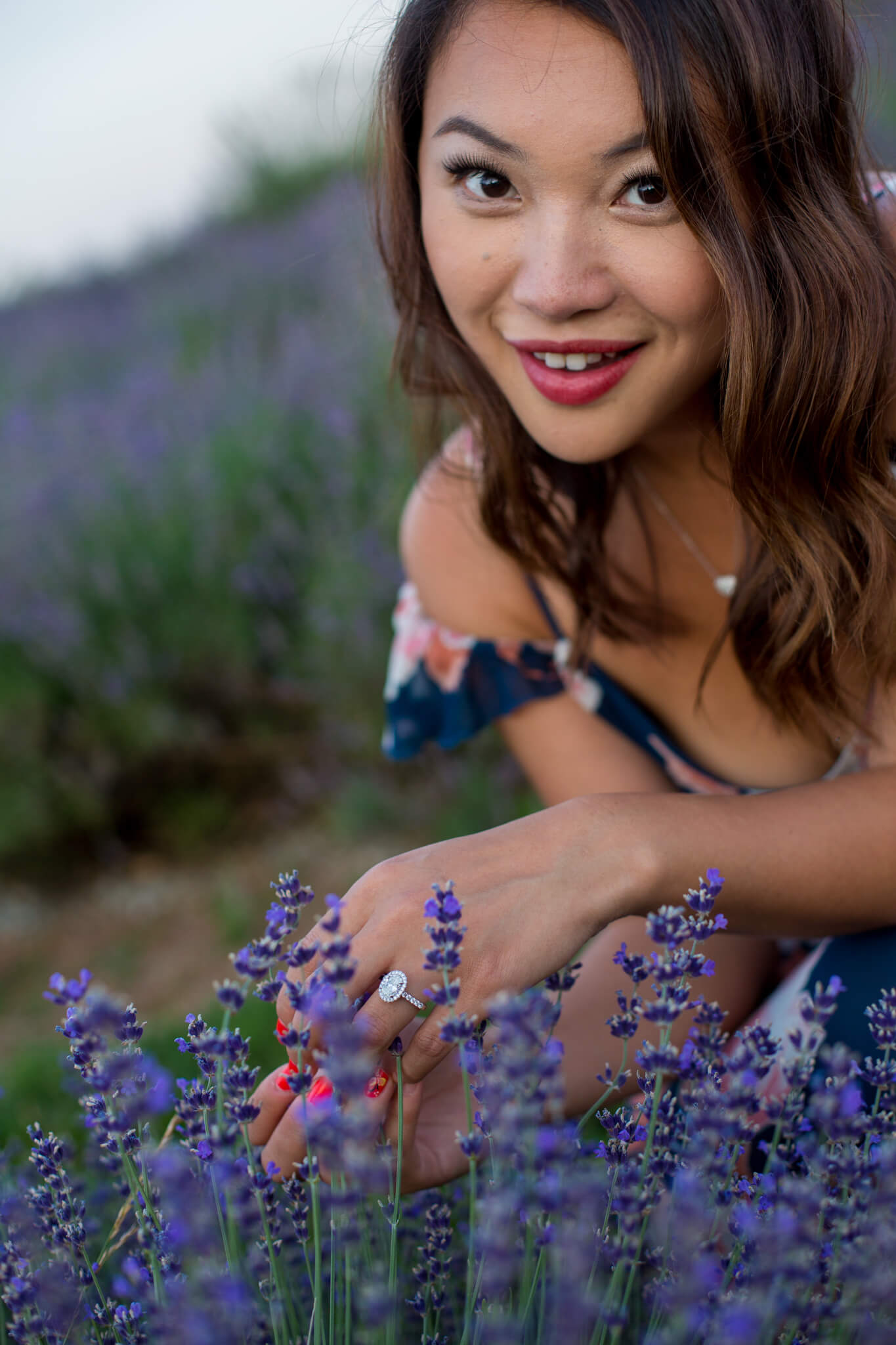 Jennie Steve Engagement Springfield Manor Winery Distillery Brewery Lavendar Field Grape Vines Thurmond MD-10.jpg