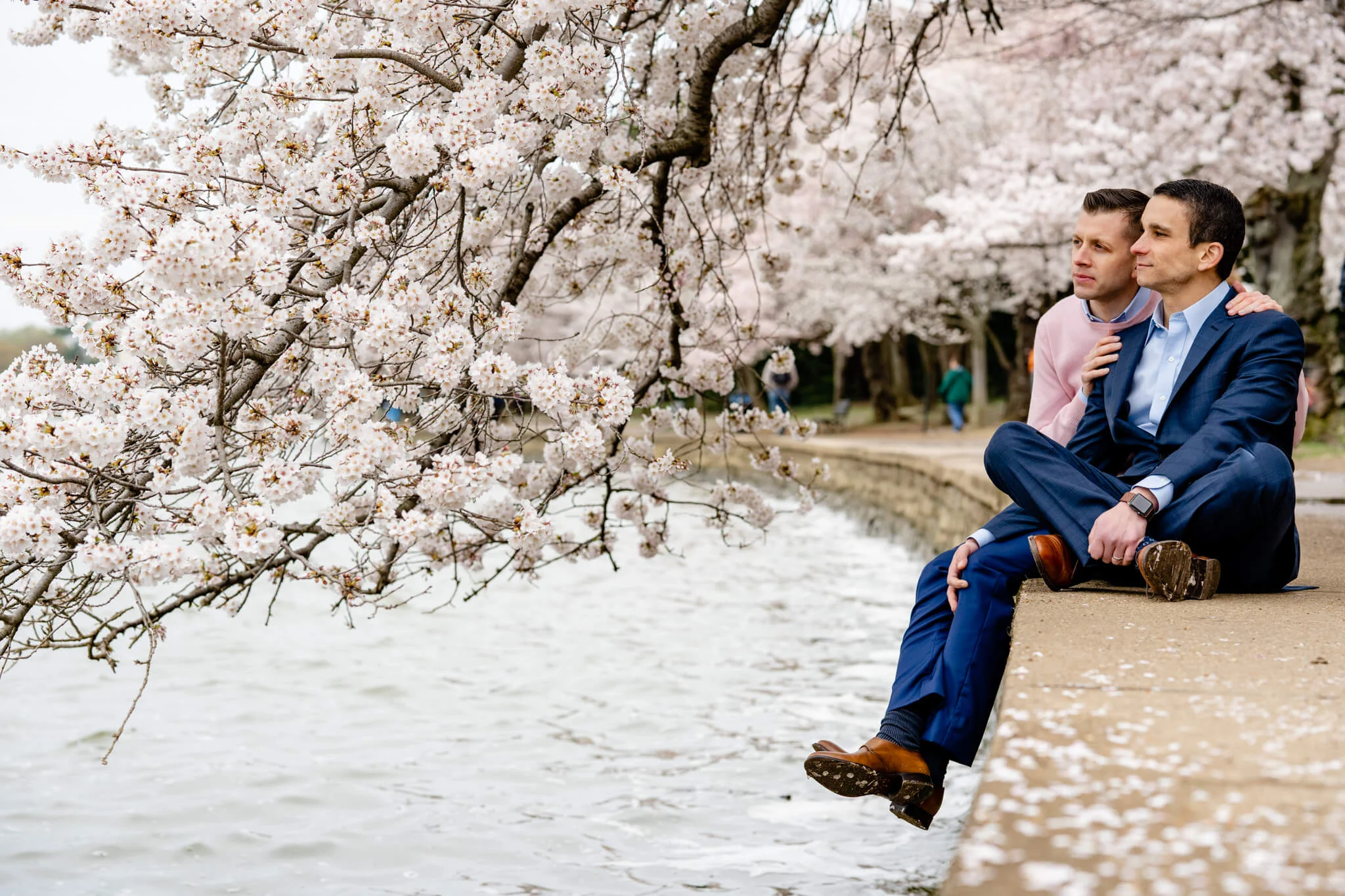 Andrew Josh Cherry Blossom Engagement Tidal Basin Jefferson Memorial Washington Monument Engaged National Gallery of Art Engagement-8.jpg