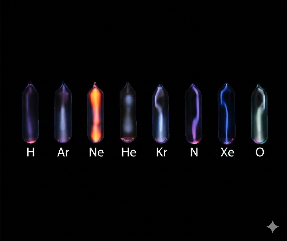 Set of 8 or 12 Different Gases in Ampules