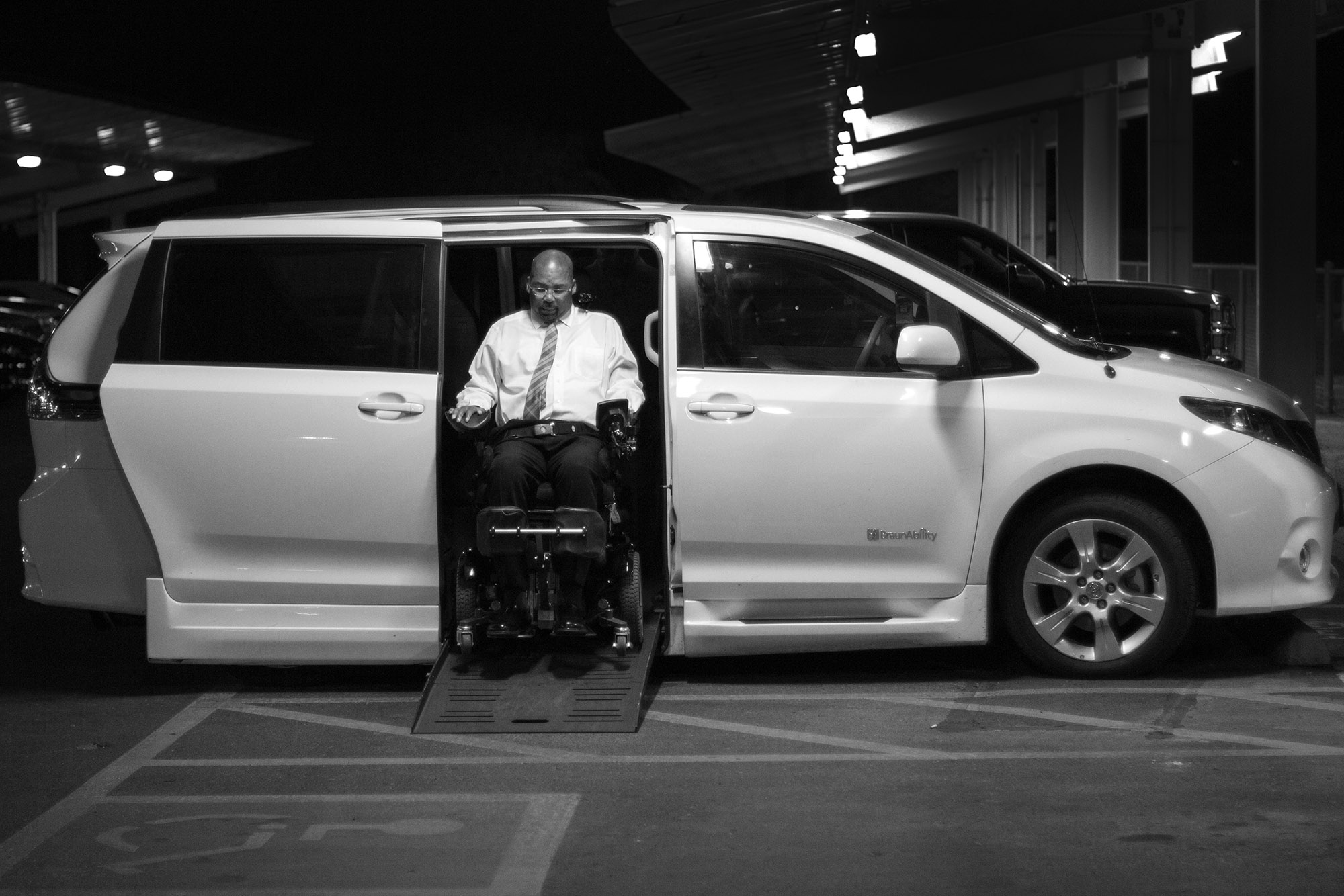  Studies have linked ALS to military service, so the U.S. Government provides equipment to veterans, such as Mike's motorized wheelchair and custom van. 