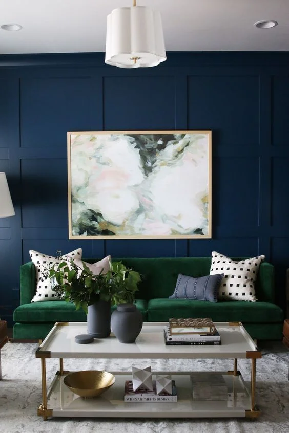Image via Studio McGee - jewel tones and wall moulding