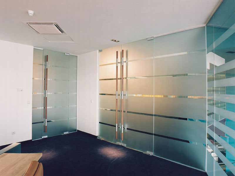 Frameless single swing door