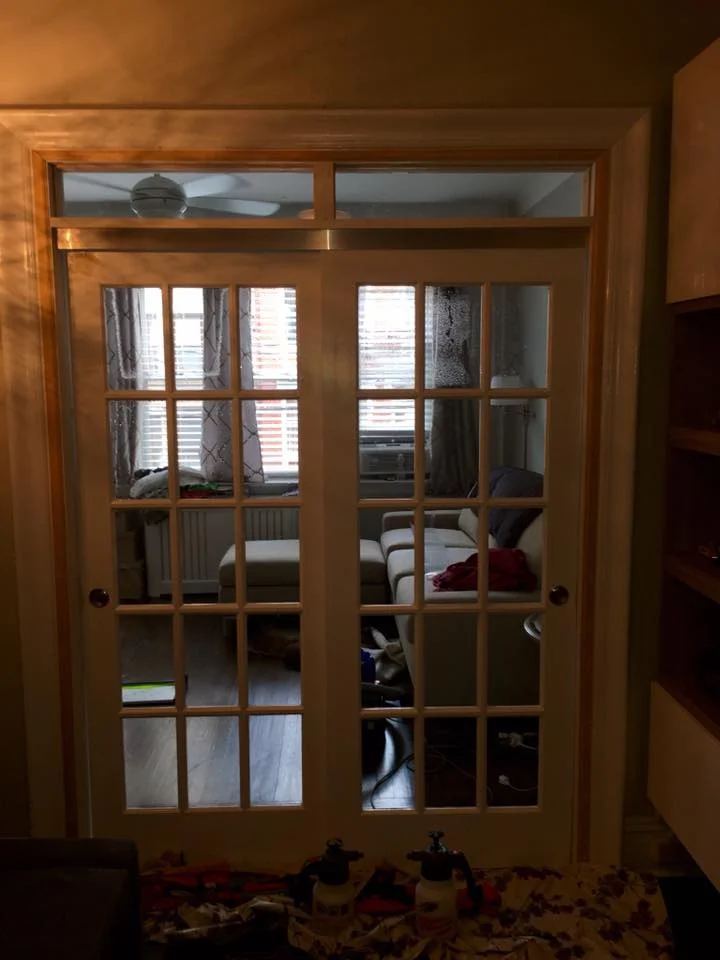 French Doors In Home - Before Glass Tint Treatment