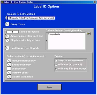 Label ID Dialog Options Box