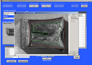 Figure 4 - Percent Shear Measurement of Atypical Fracture Surface Using Manual Outline Method