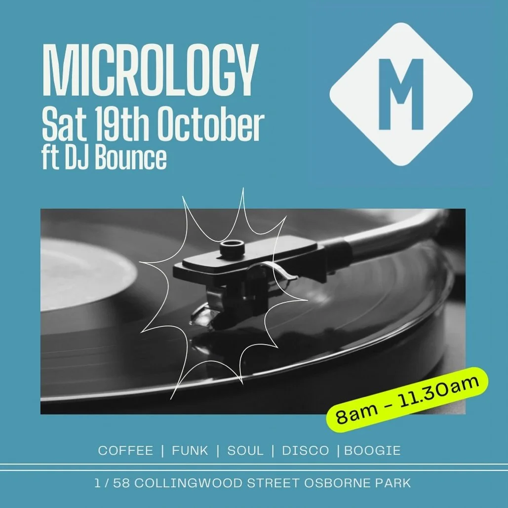 Ecstatic to be making my @micrologycoffeeroasters debut this Saturday morning (19/10) from 8am-11.30am spinning nothing but soul funk disco boogie soundscapes to set the day right ☀️ 

Shout outs to @tom.a.drummond &amp; @iamdjdannyboi for getting me
