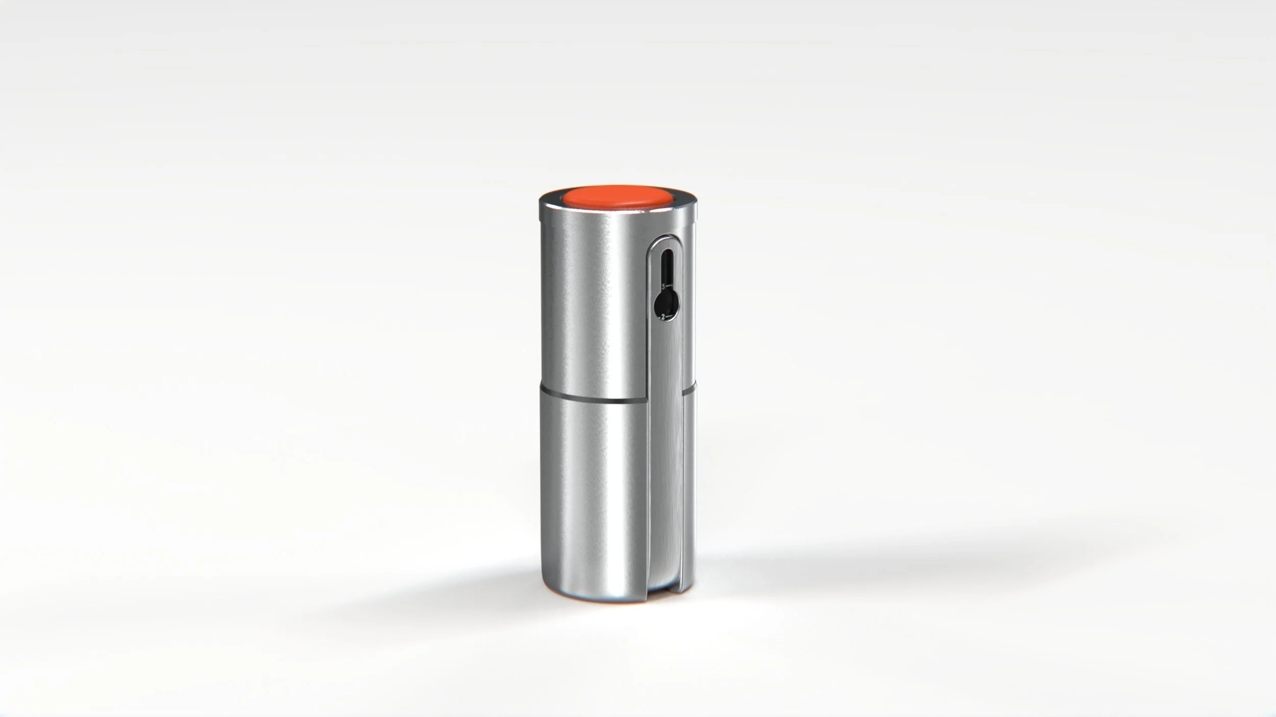 1.  The handle is housed vertically along the side of the containers.