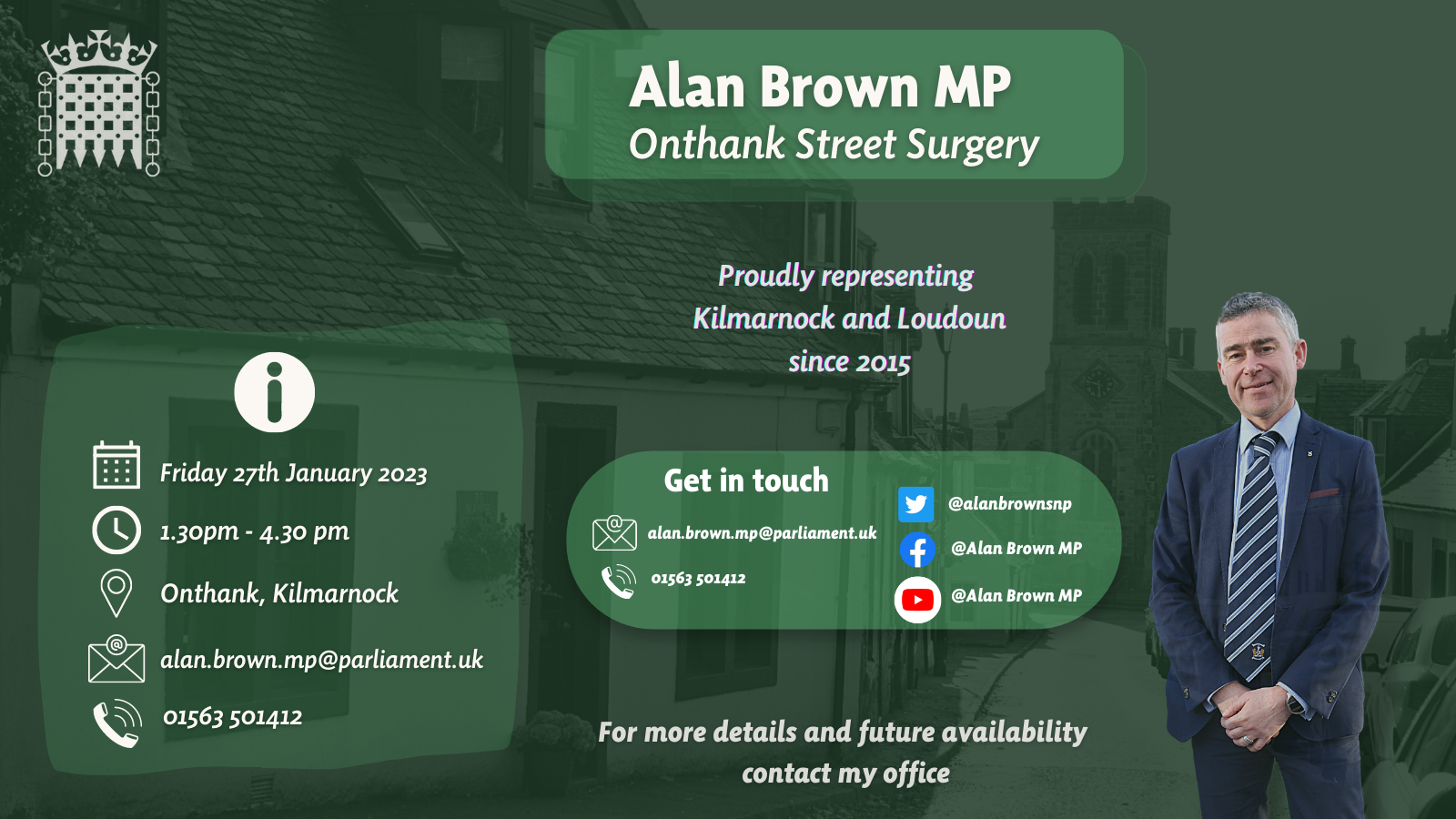 Onthank Street Surgery 19/1/23 — Alan Brown MP for Kilmarnock and Loudoun