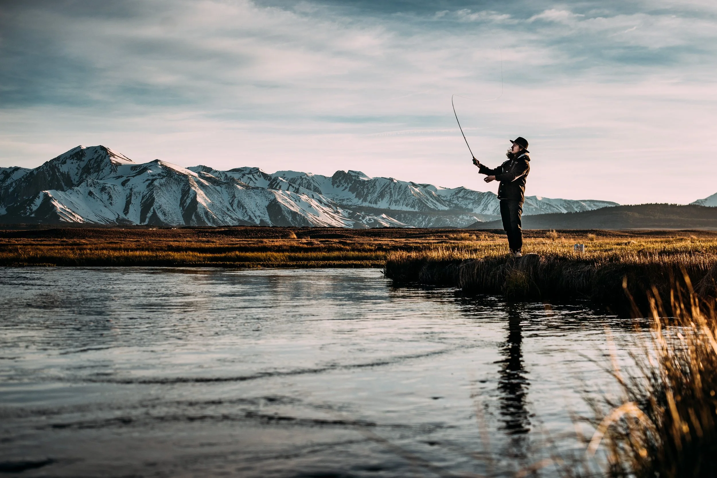 Fly fishing on the Owens River outside of Mammoth Lakes, CA.