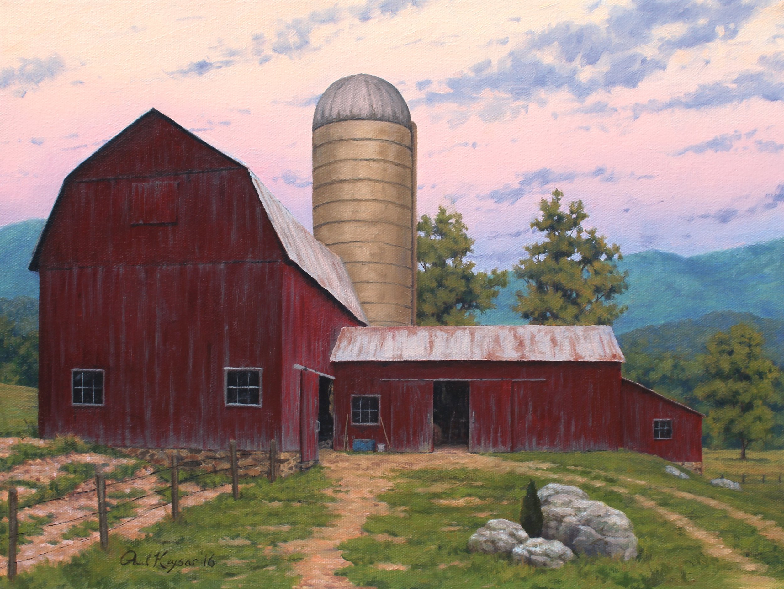 “The Old Barn at Sunset” 12x16” oil on canvas