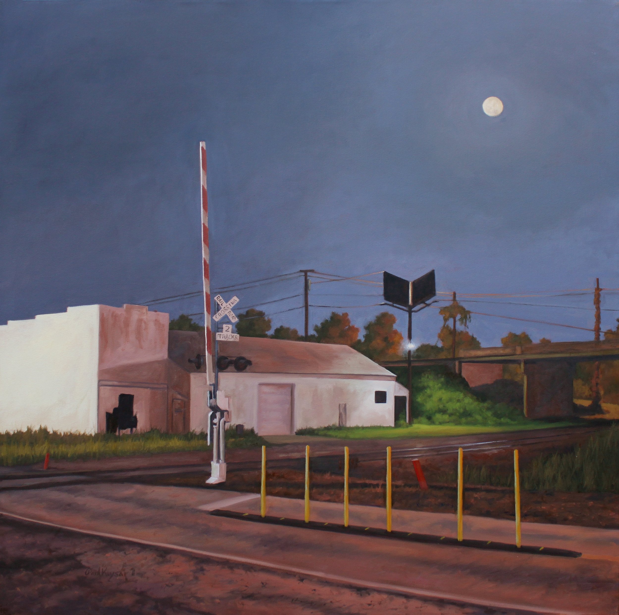 “Corban Ave Railroad Crossing, Right” 30x30” oil on canvas