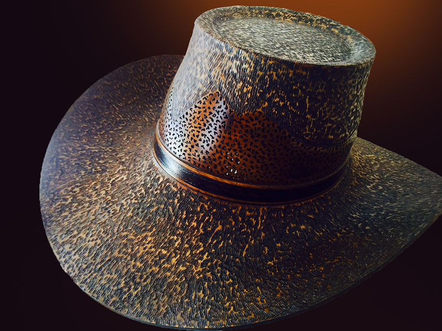 Wooden hat by Jerry Measimer