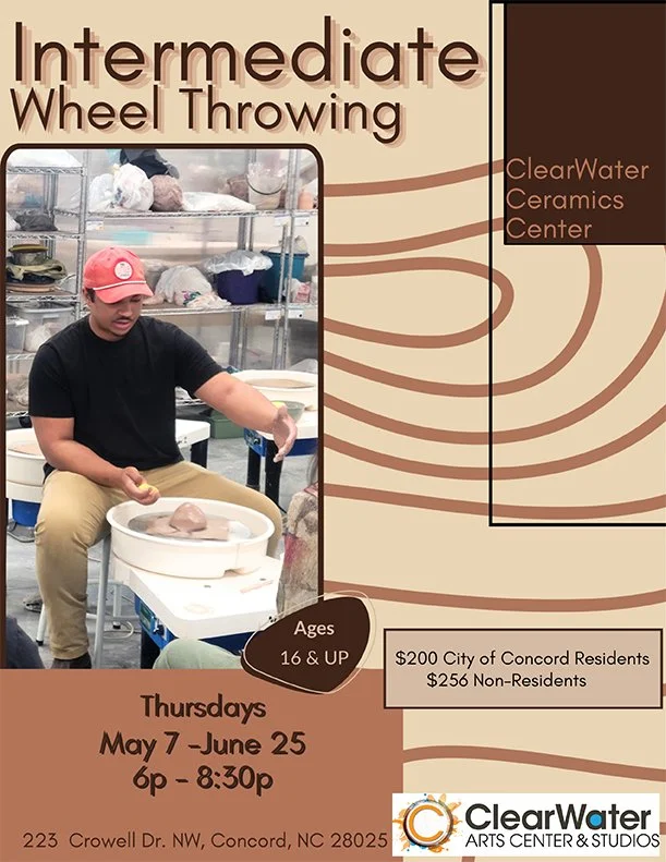 Intermediate Wheel Throwing: Thursday Eve's, May 7 – June 25