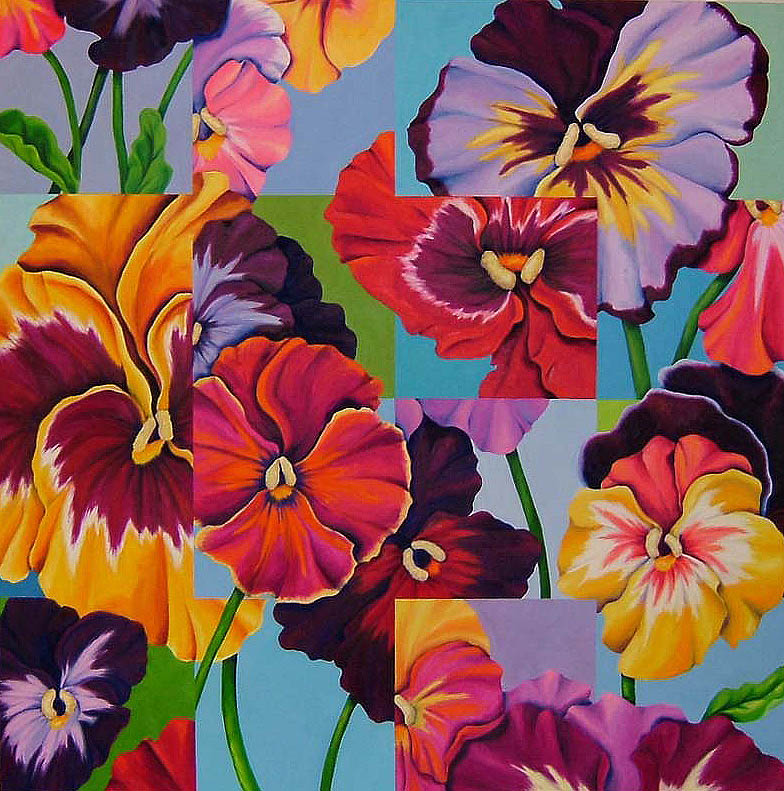   Pansies , Oil on Canvas, 50" x 50" 