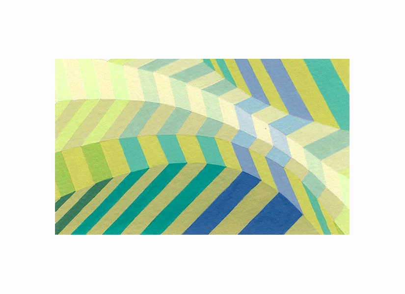 Zig Zag Waves 5 , Gouache, 3"x5", $85