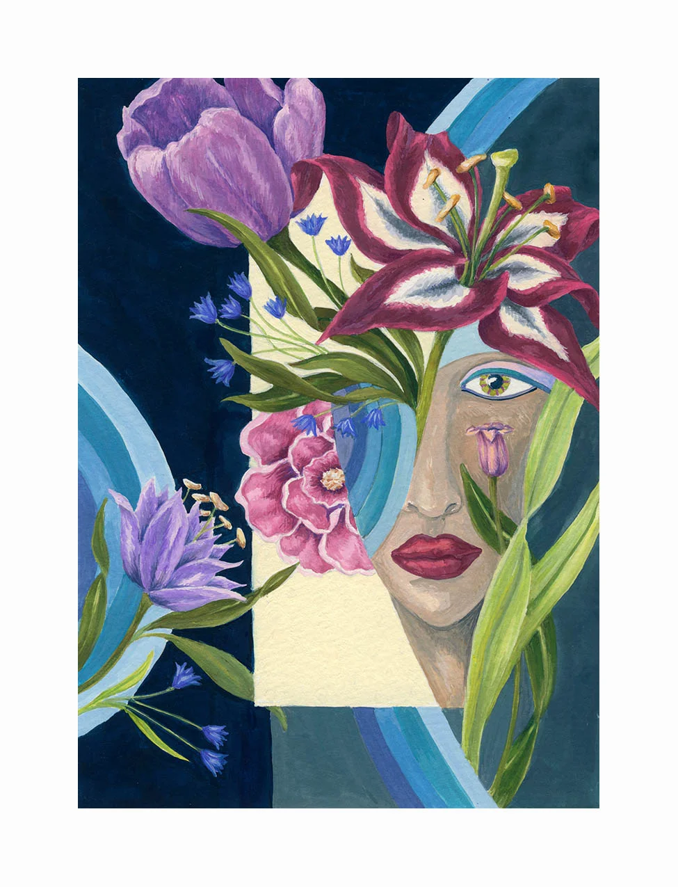 Lady Bouquet , Gouache, 7"x5", $175