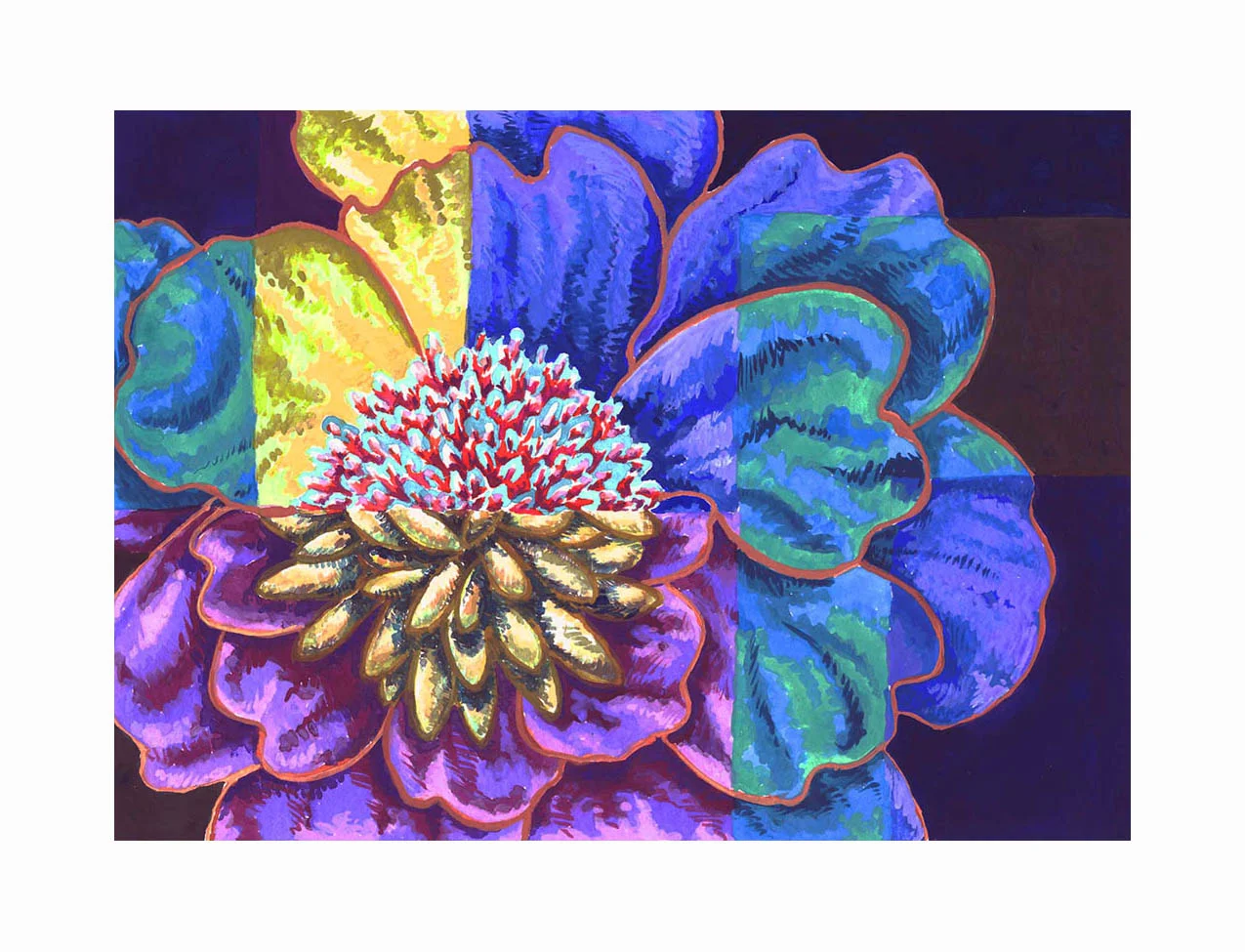 Floral Geometry 2 , Gouache, 4"x6", Private Collection