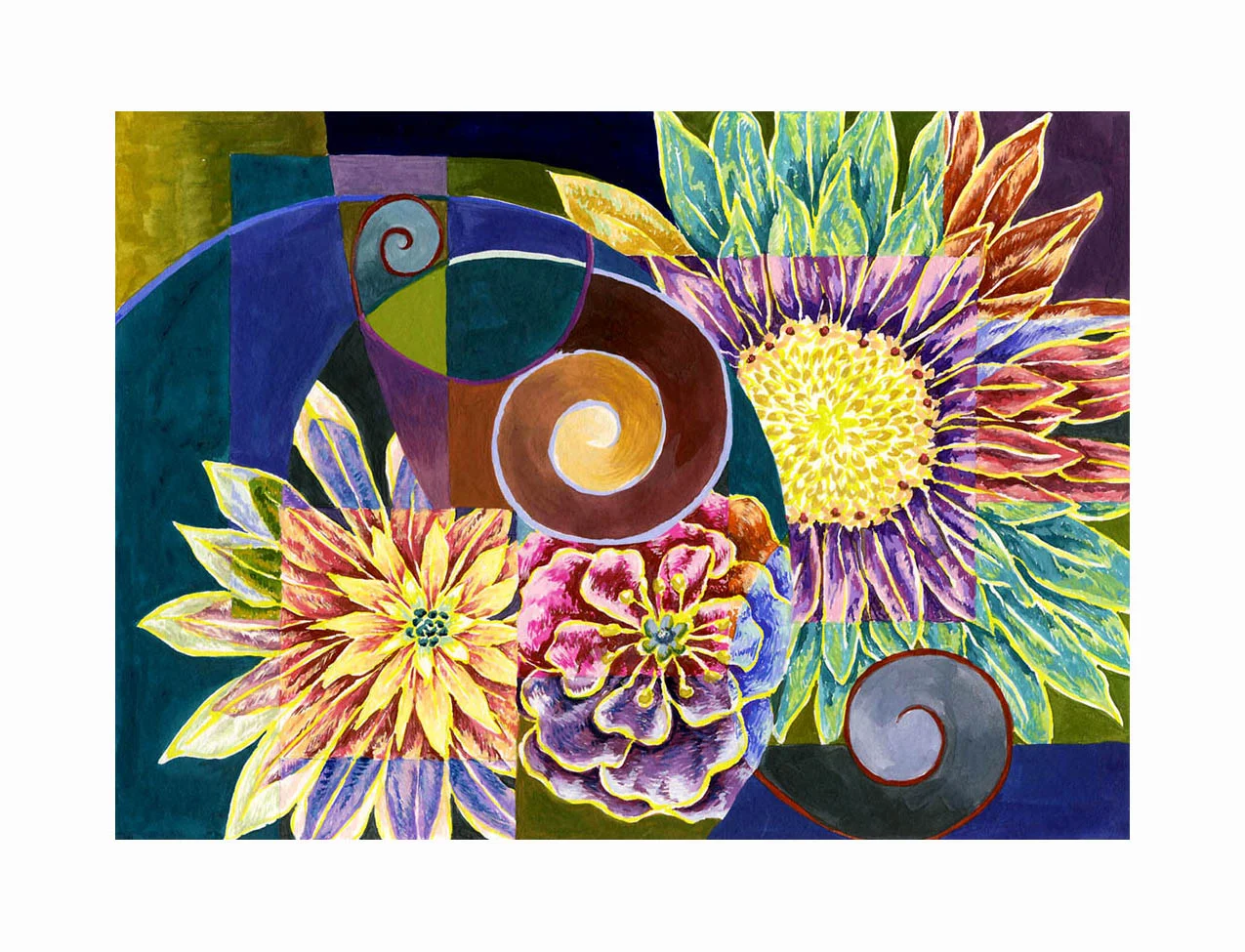 Floral Swirl , Gouache, 6"x8", $175
