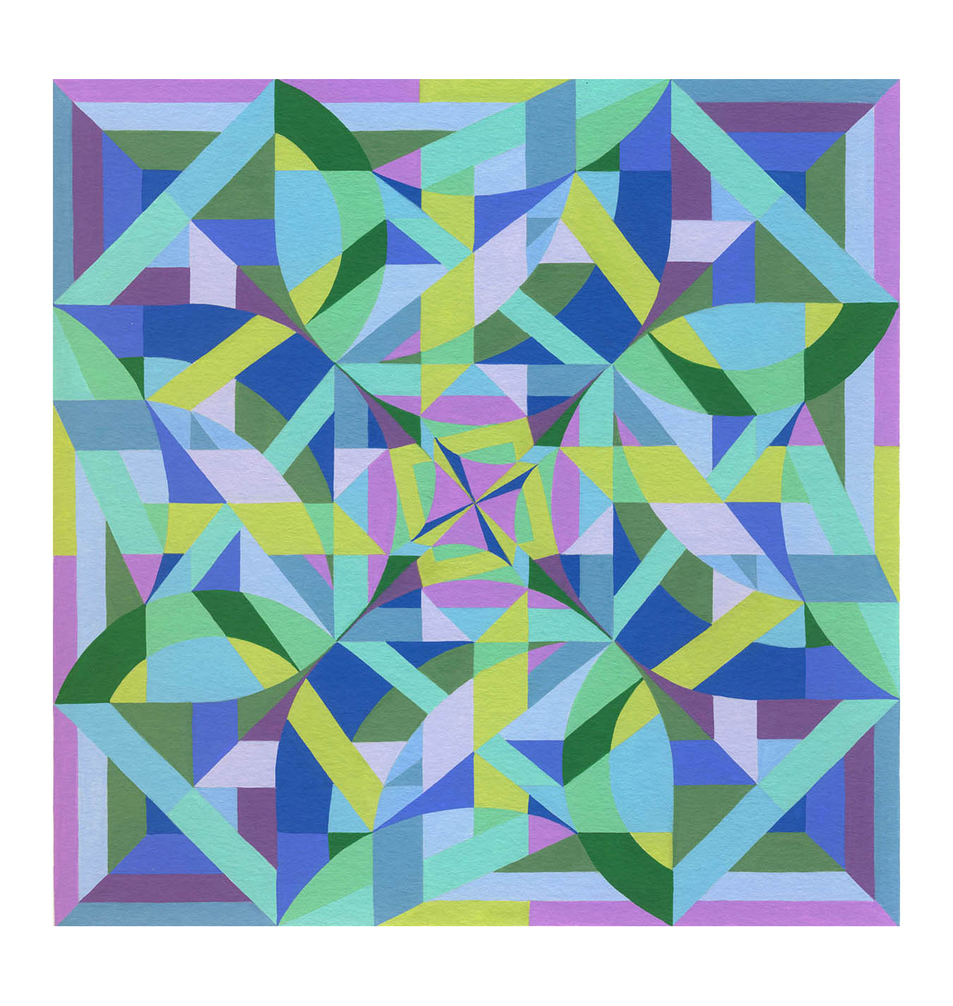   Squares 5 , Gouache, 8” x 8” 