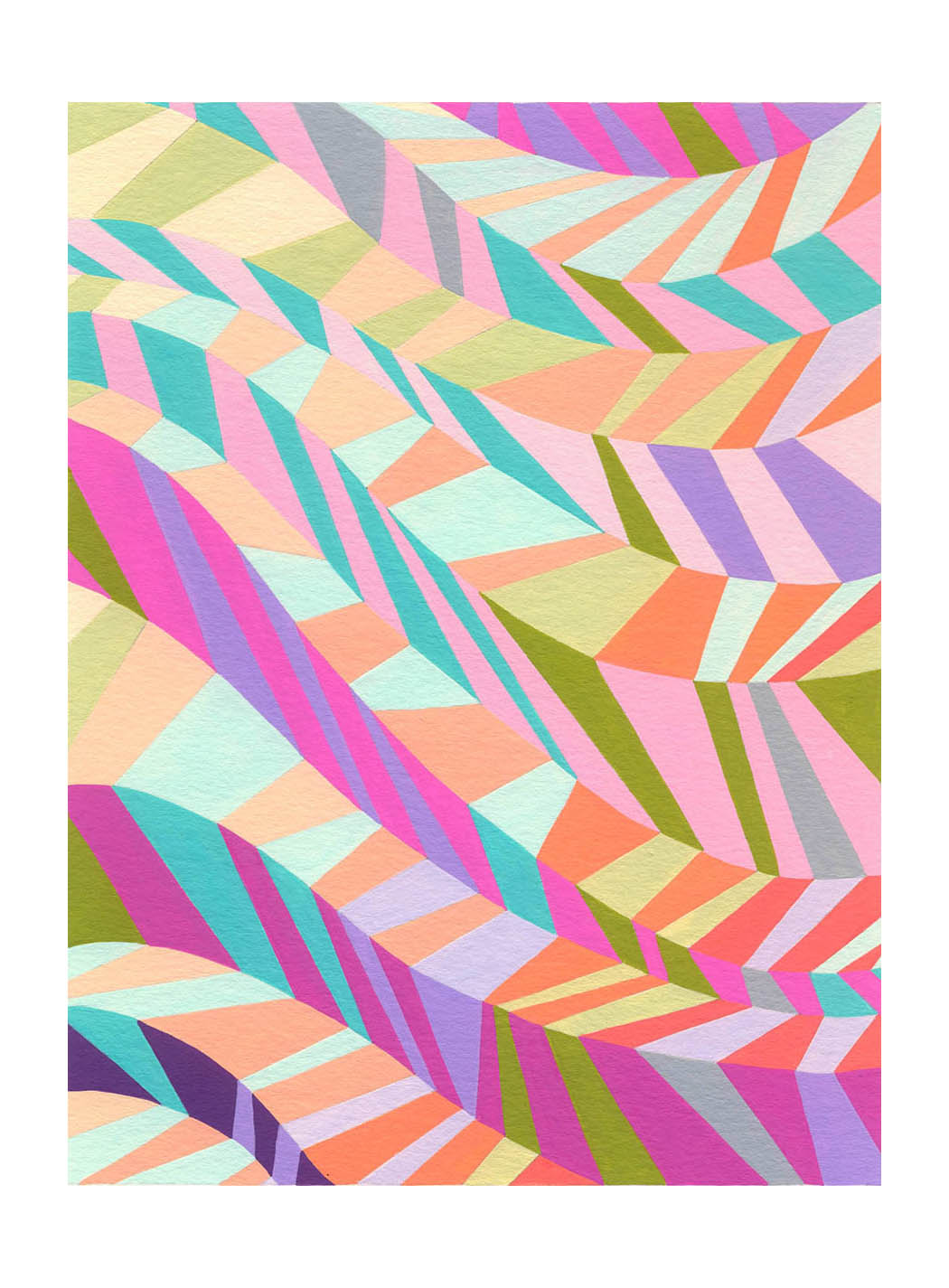   Zig Zag Waves 9 , Gouache, 8” x 6”, $250 