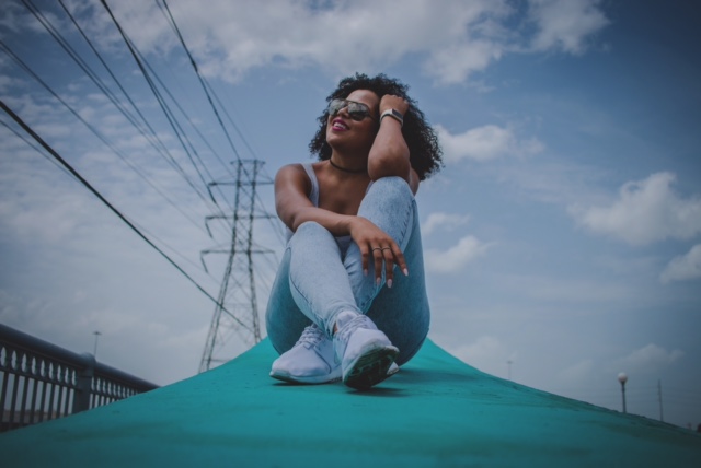 This is my other fav shot! Jesus took this...it looks like an ad campaign! So DOPE. Tank: H & M | Jeans: Topshop | Shoes: Nike.com | Sunglasses: Dolce & Gabbana | Choker: Forever 21