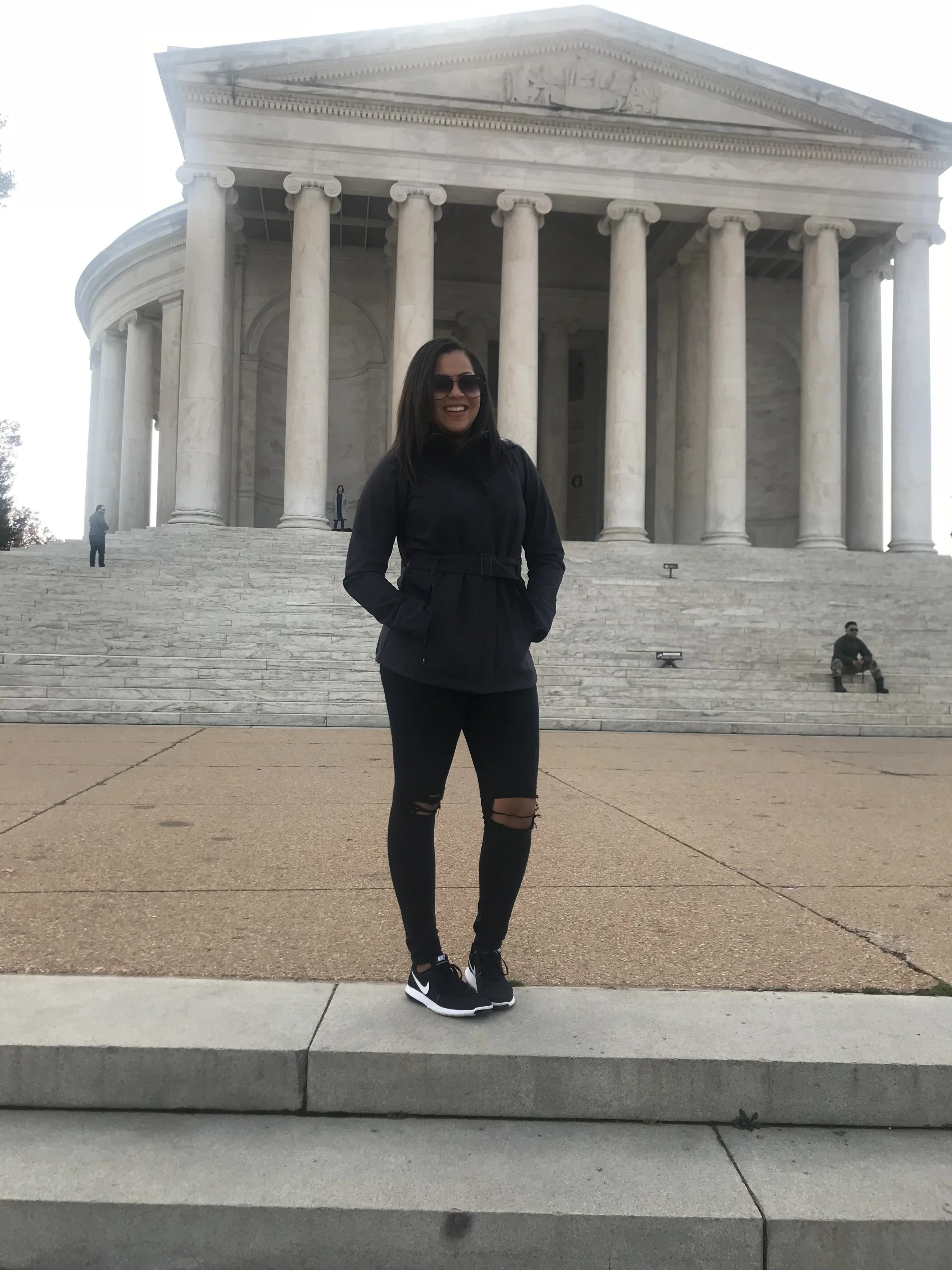 On the steps of the Jefferson memorial. None of my pics would do the actual monument justice ;)