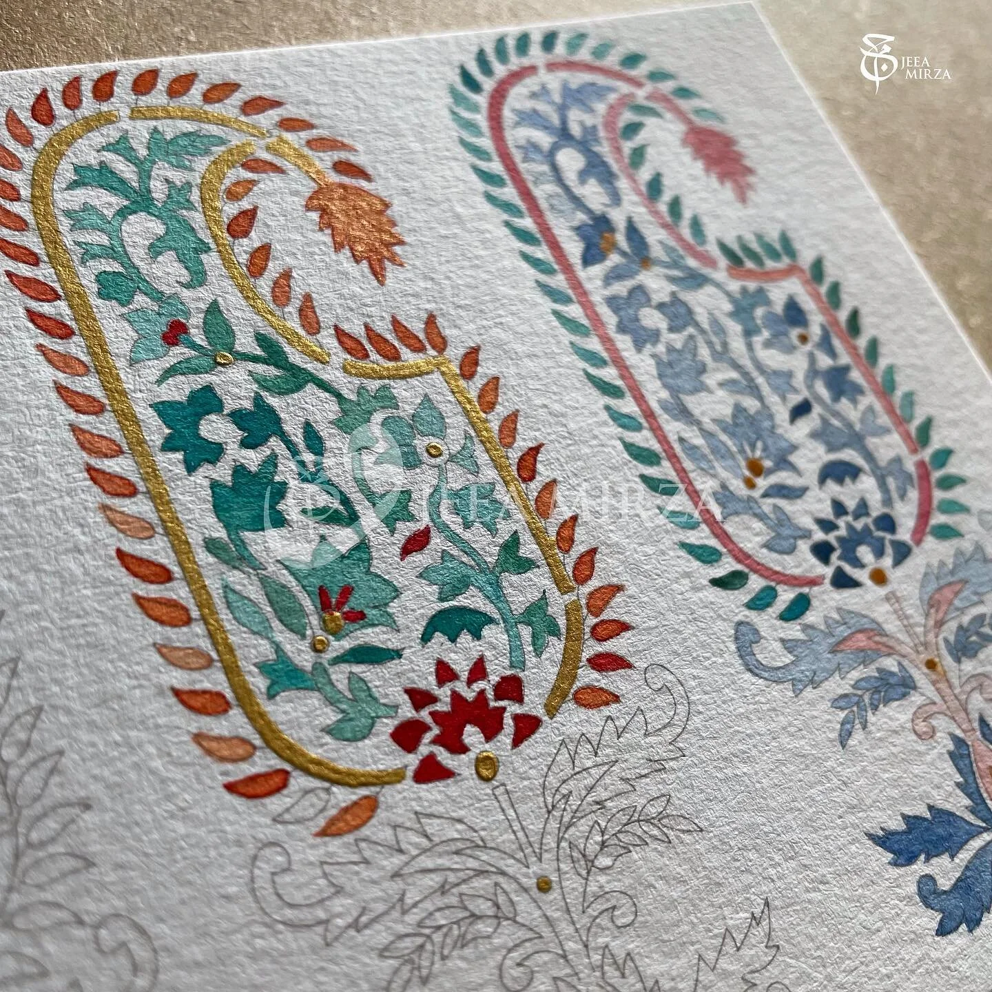 It&rsquo;s been a while folks, hope you&rsquo;re all keeping well. Here&rsquo;s a close up of the piece I was painting today. 

A very mindful Sunday afternoon with my watercolours. It was like catching up with old friends 💛
.
.
#jeeamirza #watercol