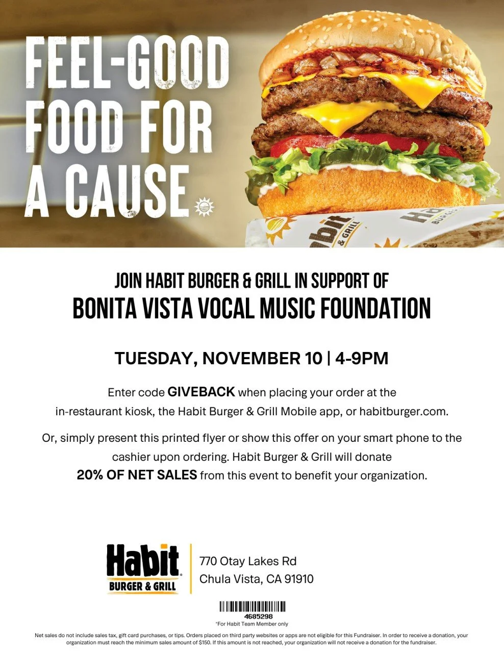 Habit Burger & Grill Restaurant Fundraiser