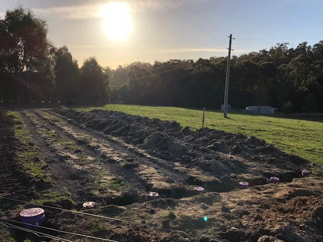 LPED Land Application System ready for geo-textile and final layer of earth.