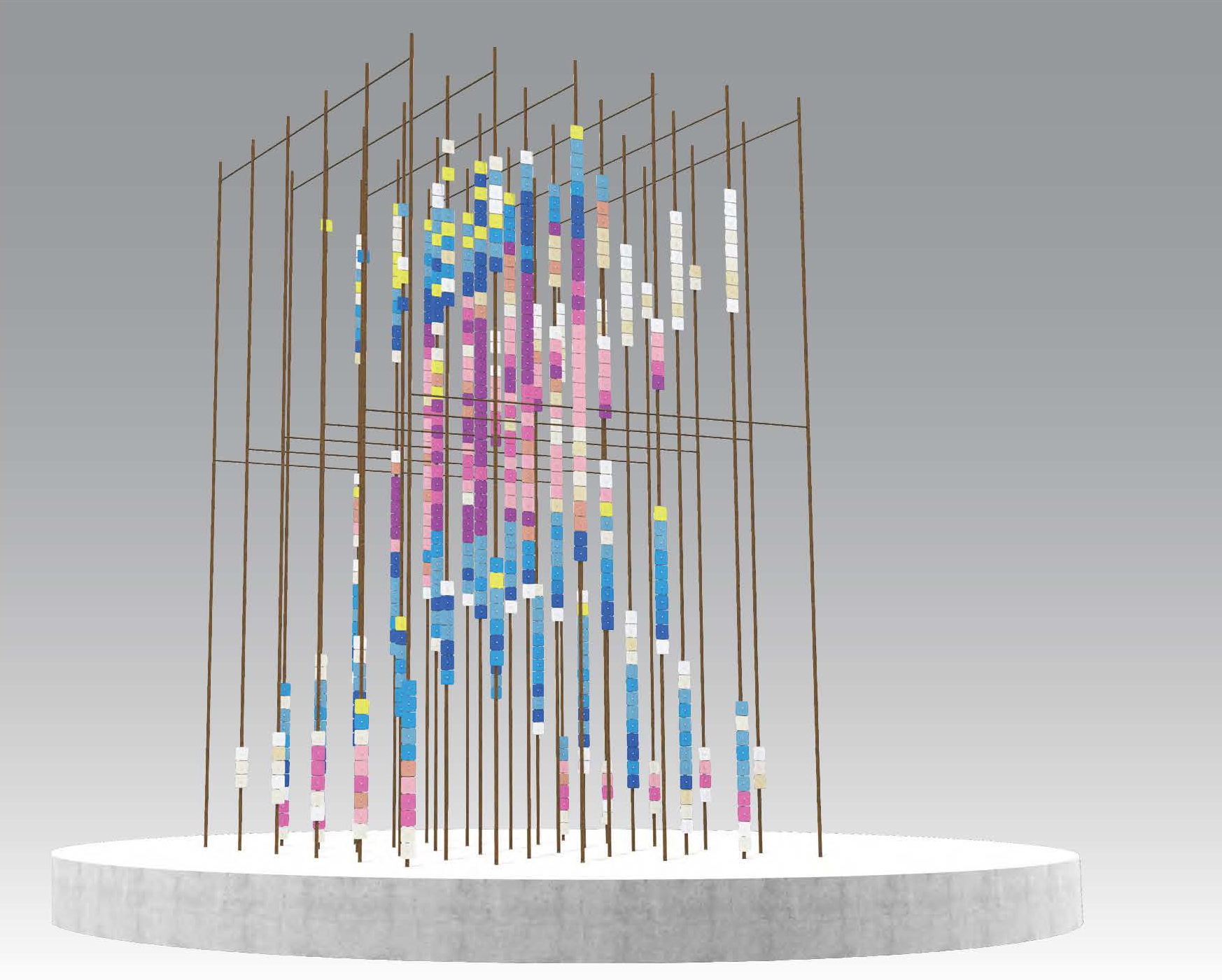 As one continues around the roundabout the figure dissolves into colorful abstraction.