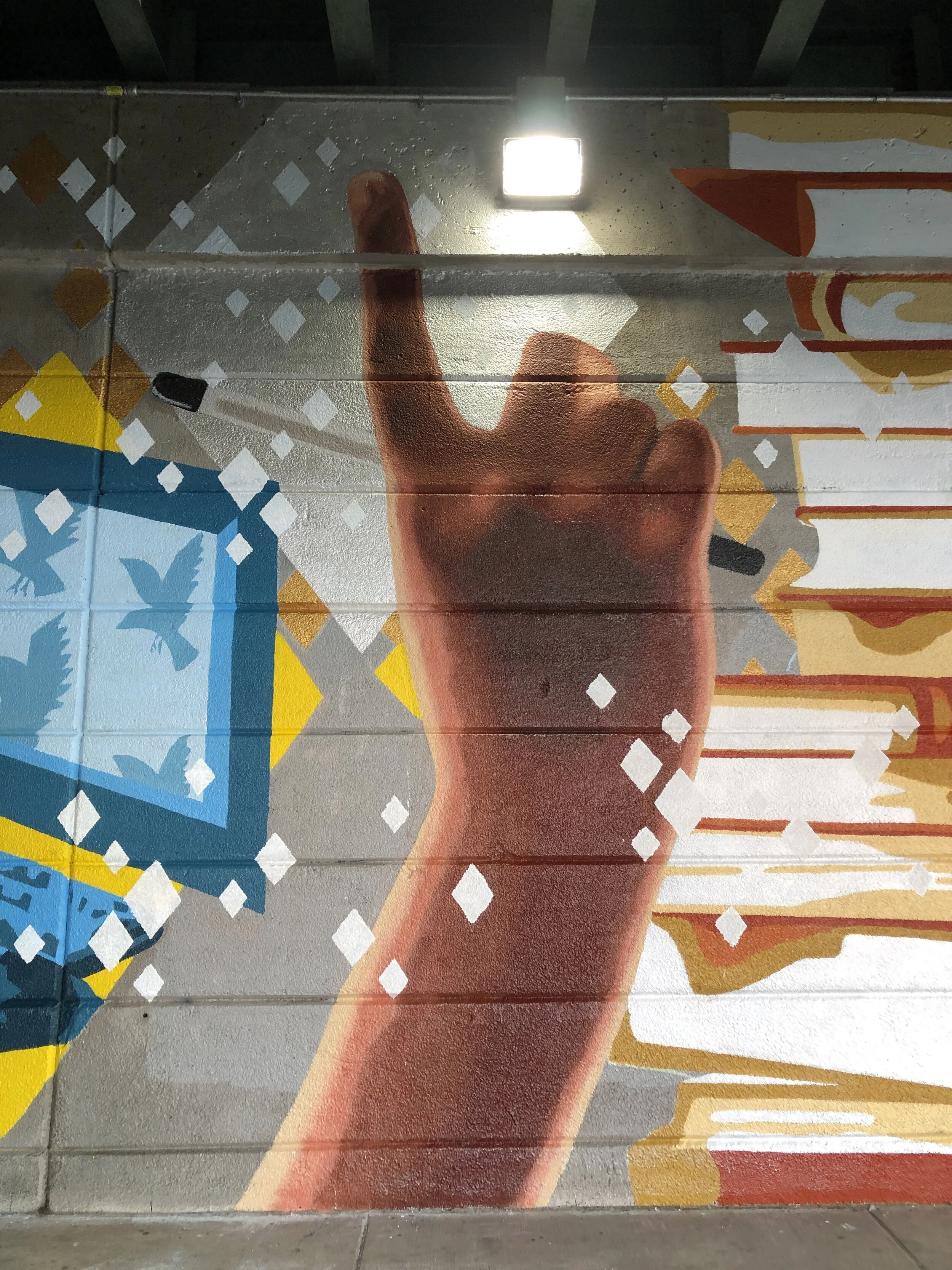  detail: ‘Education’ themed wall 