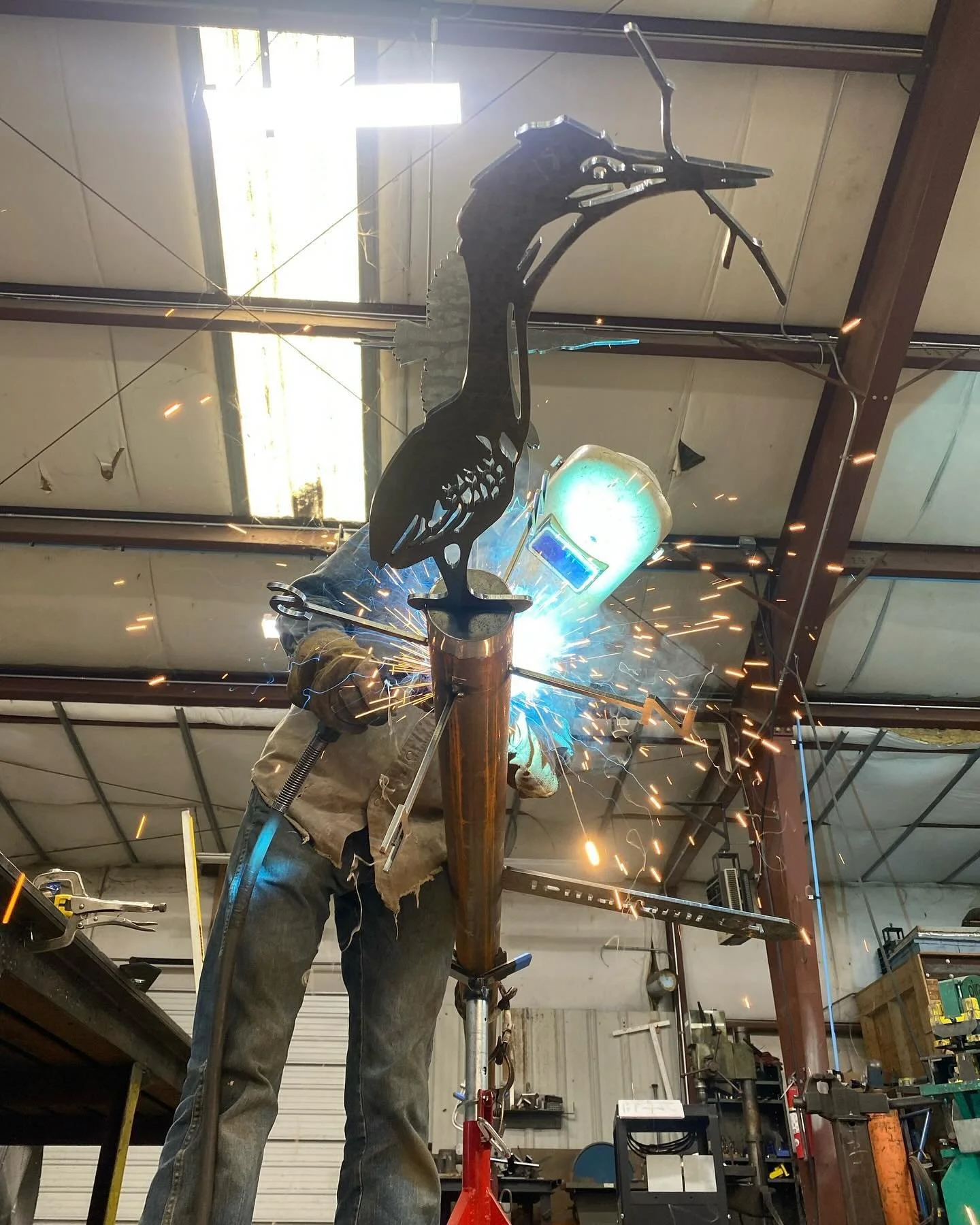 &lsquo;PERCH&rsquo;, a public art project for Raleigh NC 2025. Fabrication is under way at @leo_gaev_metalworks and everything looks excellent!  #photoetchedaluminum #leogaevmetalworks #greenheron #atlanticflyway @debelew @murray_legge @legge3 @legge