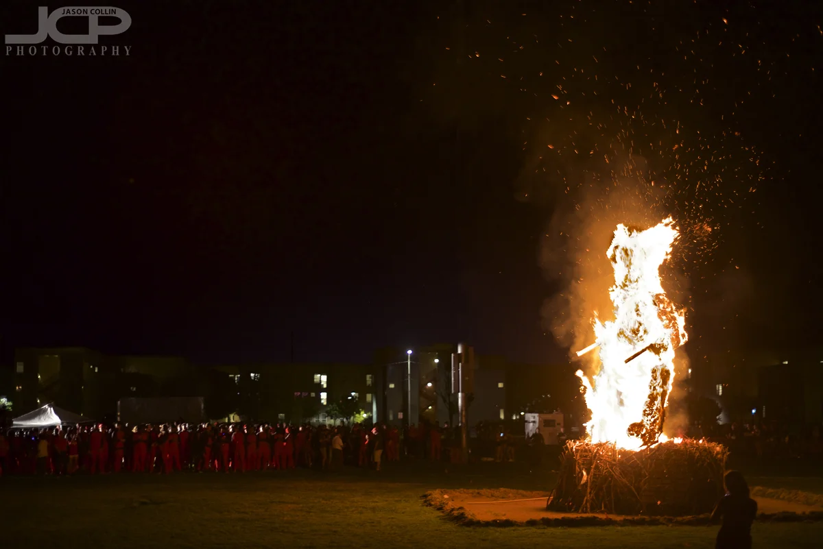 Burning the Aggie at the UNM Red Rally 2017 - Nikon D750 with Nikkor 50mm @ f/2 1/60th ISO 1000