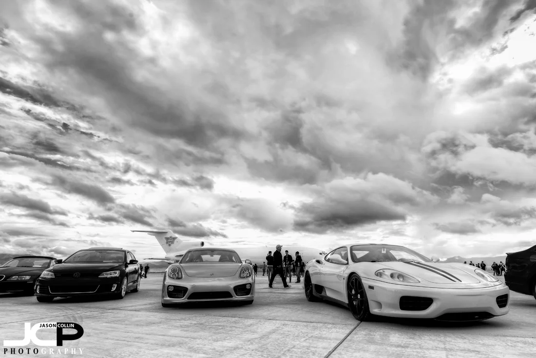 Only one Ferrari at this event, an older model, the 360 Modena next to a Porsche Cayman - Nikon D750 with Tamron 15-30mm @ f/11 ISO 100 7-bracket HDR tripod mounted with cable release