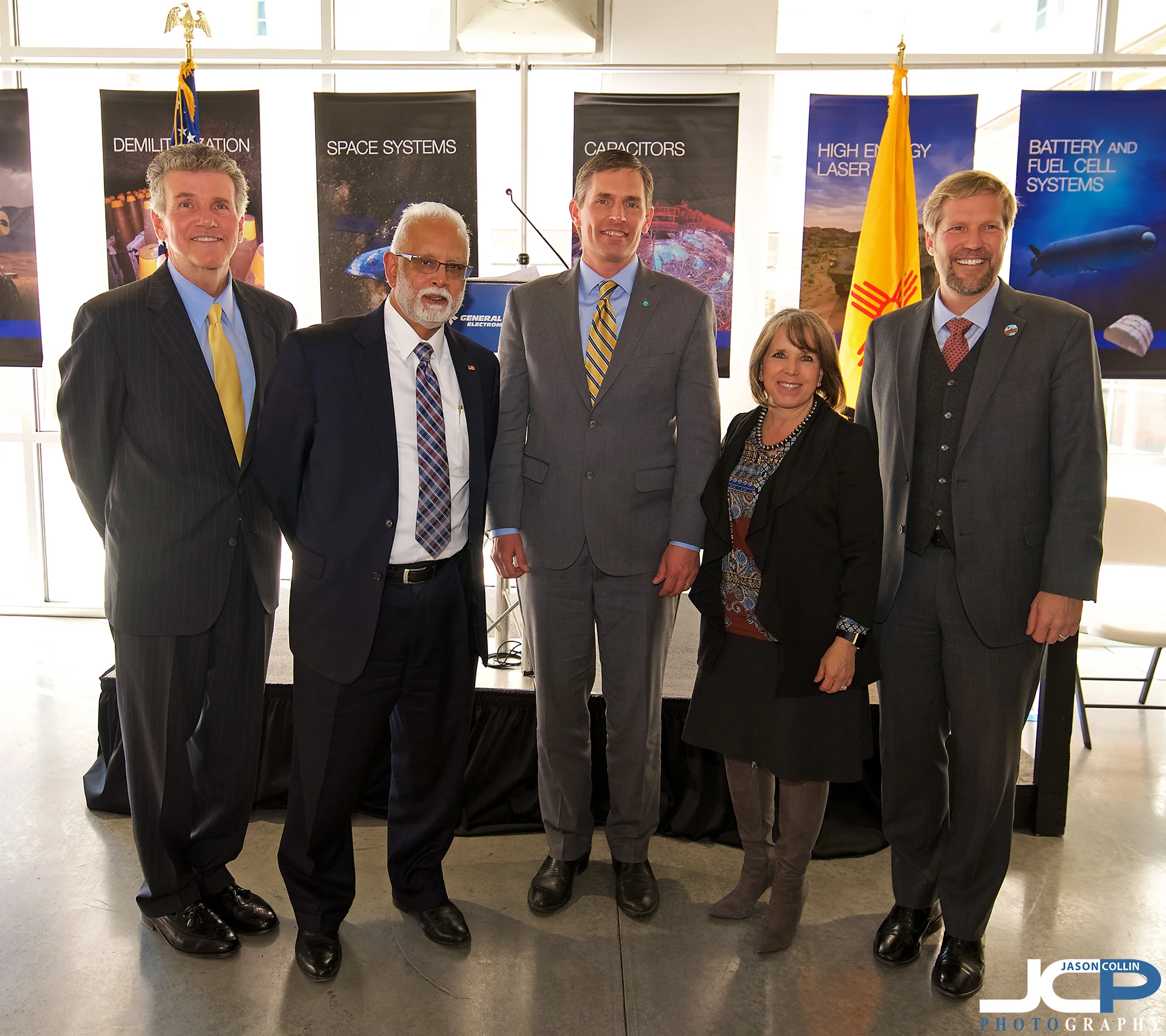 General Atomics executives with Senator Martin Heinrich and Representative Michelle Grisham and Mayor Keller